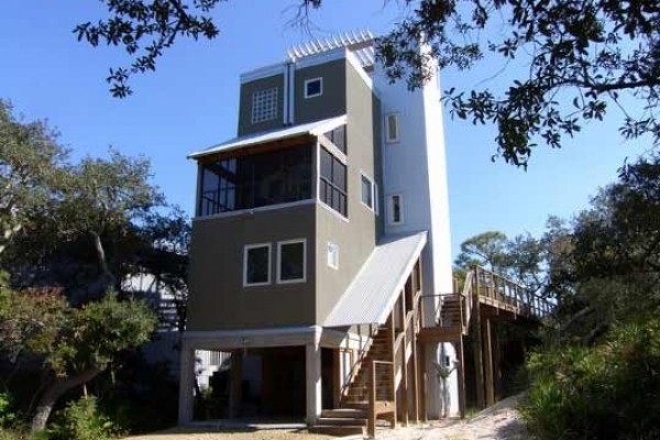 [Image: Unique, Modern-Style Single Family Home, Gulf Front with Elevator &amp; Glass Floor, Geminata]