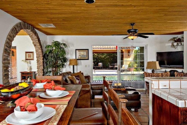 [Image: Spanish Style Home: Saltwater Pool, Hot Tub, Cabana, Sprawling Manicured Gardens]