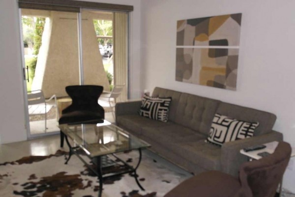 [Image: Labor Day Avail - New Listing! Posh 1BR Condo in Palm Springs W/ Sleek Interiors, Patio &amp; Pool Access!]