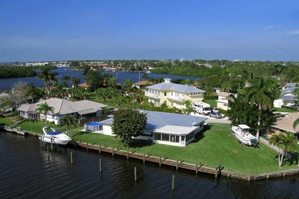 [Image: Treasure Coast Waterfront Home with Pool and Deep Water Dock]