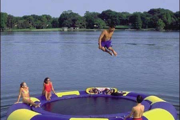 [Image: Lovely Lakefront Vacation Home with Private Beach, Piers and Water Trampoline]