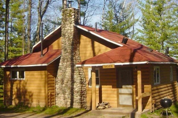 [Image: Cabin with Fireplace and Our Original Swinging Beds]