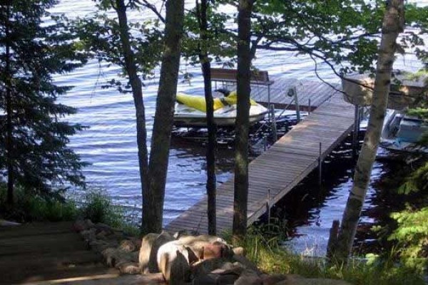 [Image: Sunset View Perched Over Secluded Bay on Presque Isle Lake - Great Fishing!]