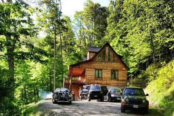 [Image: Super Fun, Private Out Door Hot Tub, Fire Pit, Water Fall on Property]