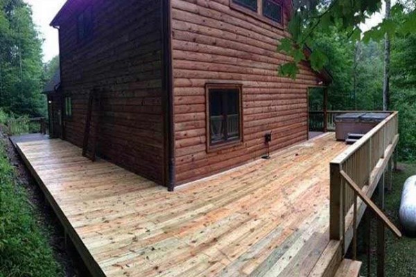 [Image: Super Fun, Private Out Door Hot Tub, Fire Pit, Water Fall on Property]